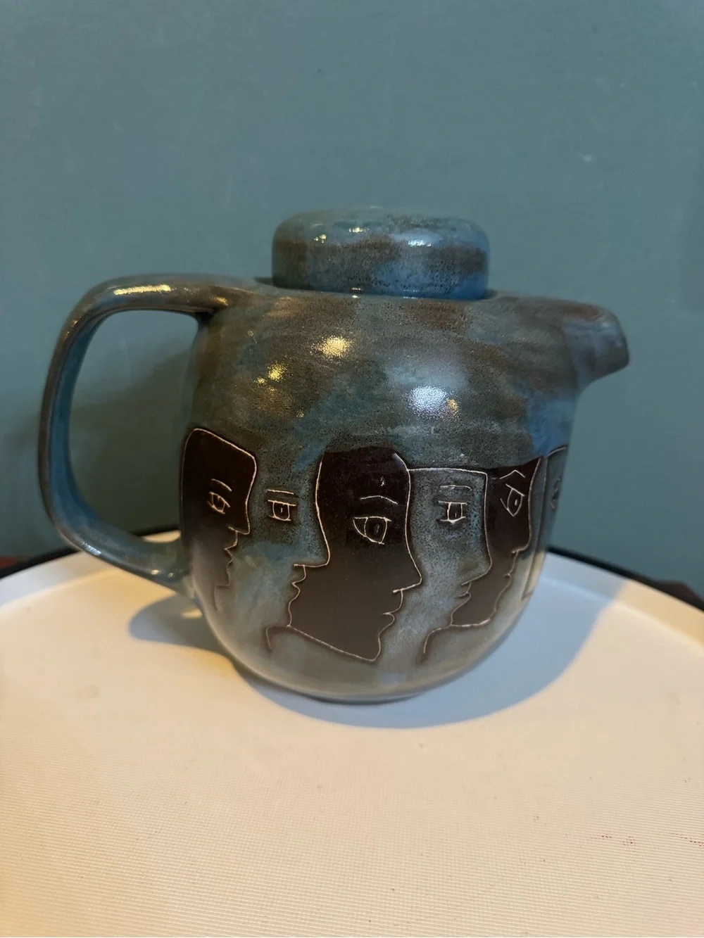 Mara Stoneware Faces Tea Pot Teapot, Made in Mexico